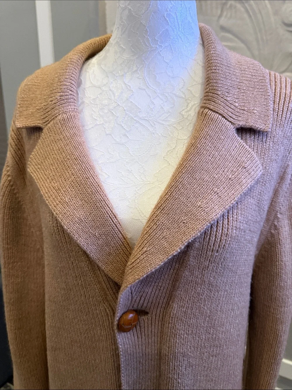 Vintage RARE BATTAGLIA Beverly Hills Camel Hair Sweater Coat Blazer Large Italy